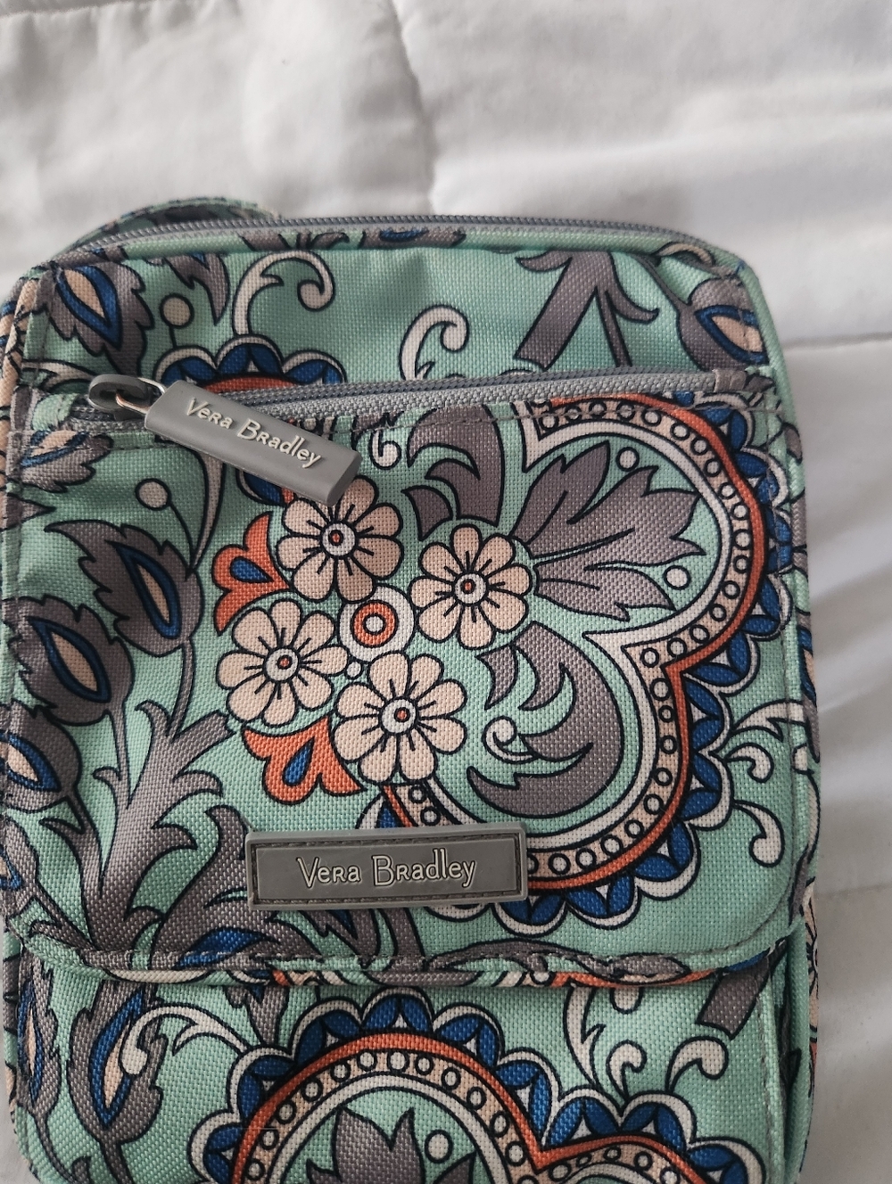 Vera Bradley Mint Floral Paisley Quilted Crossbody